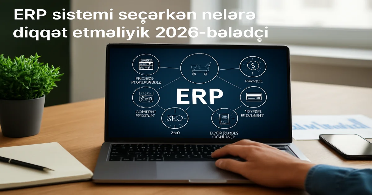 ERP system dashboard on a laptop screen